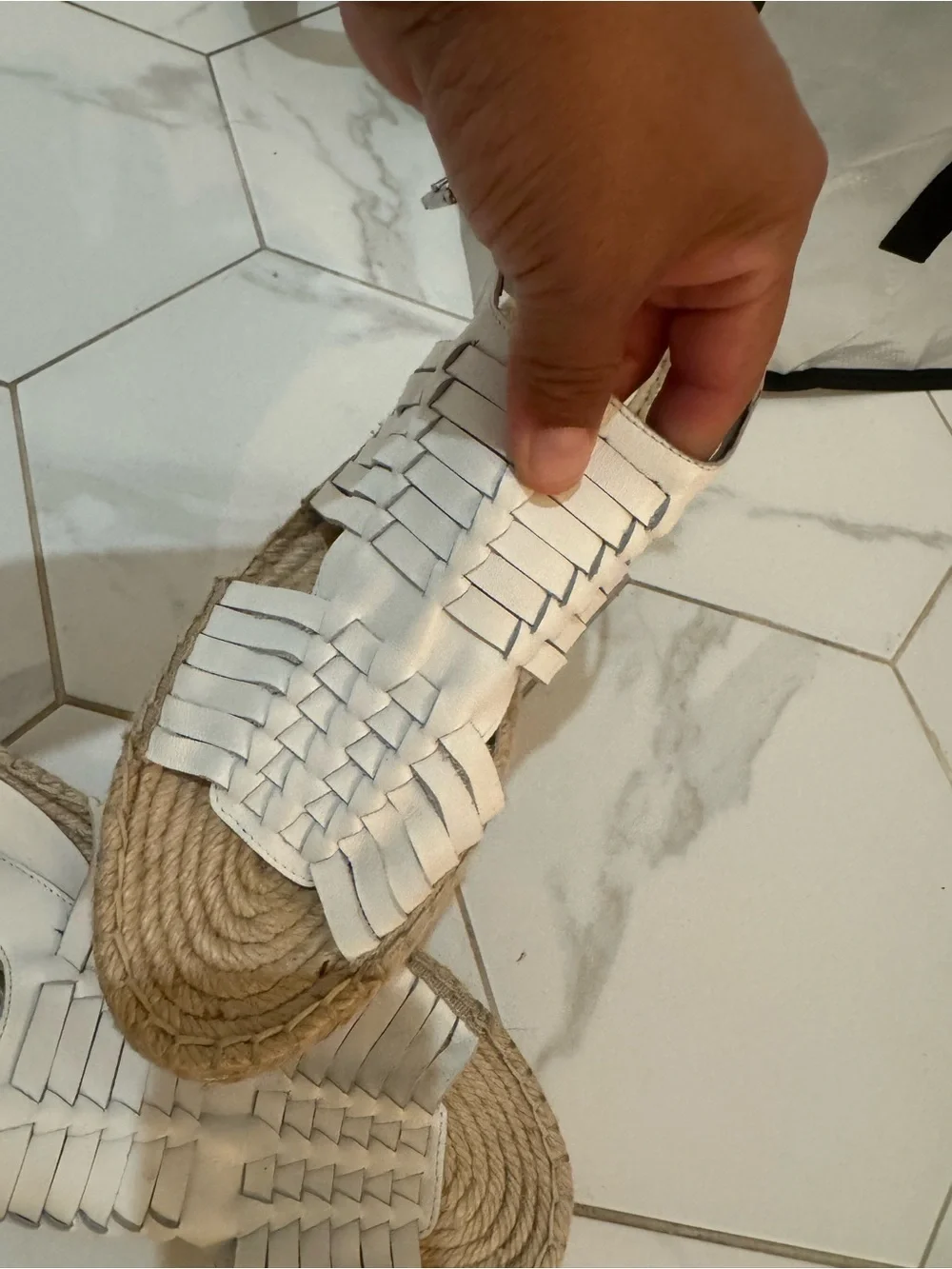 Rebecca Minkoff White Woven Leather Espadrille Sandal